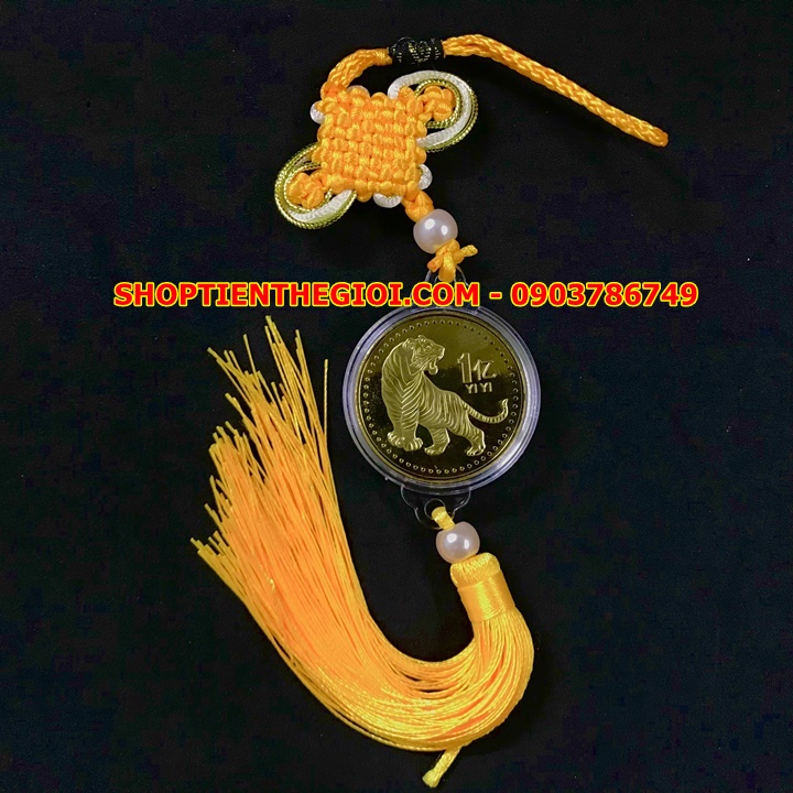 Dây Treo Ô Tô Xu con Cọp 1 Yi Trung Quốc Vàng - SP005422